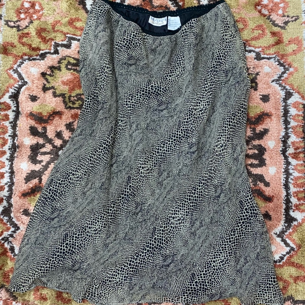 Snakeskin print silk skirt